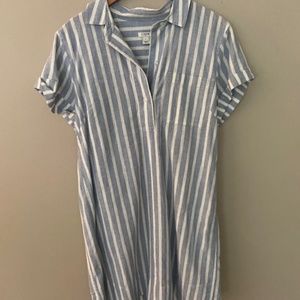J Crew Blue and White Linen Dress, Size L, NWOT